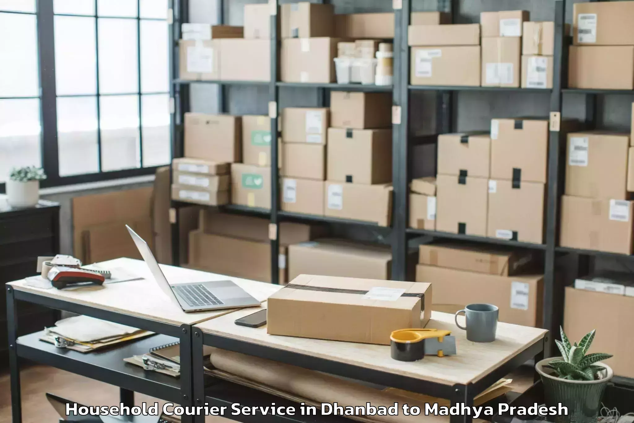 Easy Dhanbad to Maharaja Chhatrasal Bundelkhan Household Courier Booking